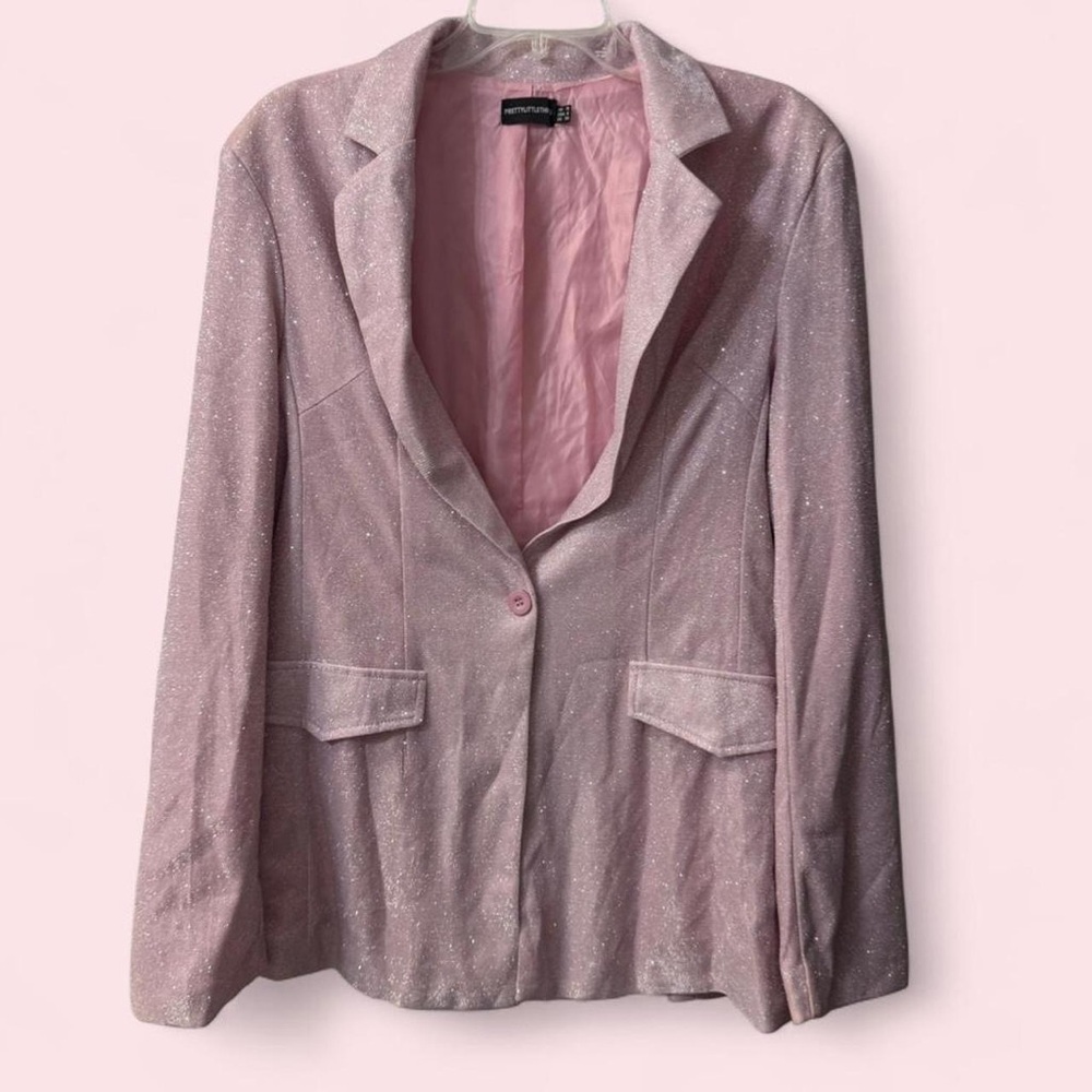Women’s PrettyLittleThing Pink Glitter Sparkle Blazer 6